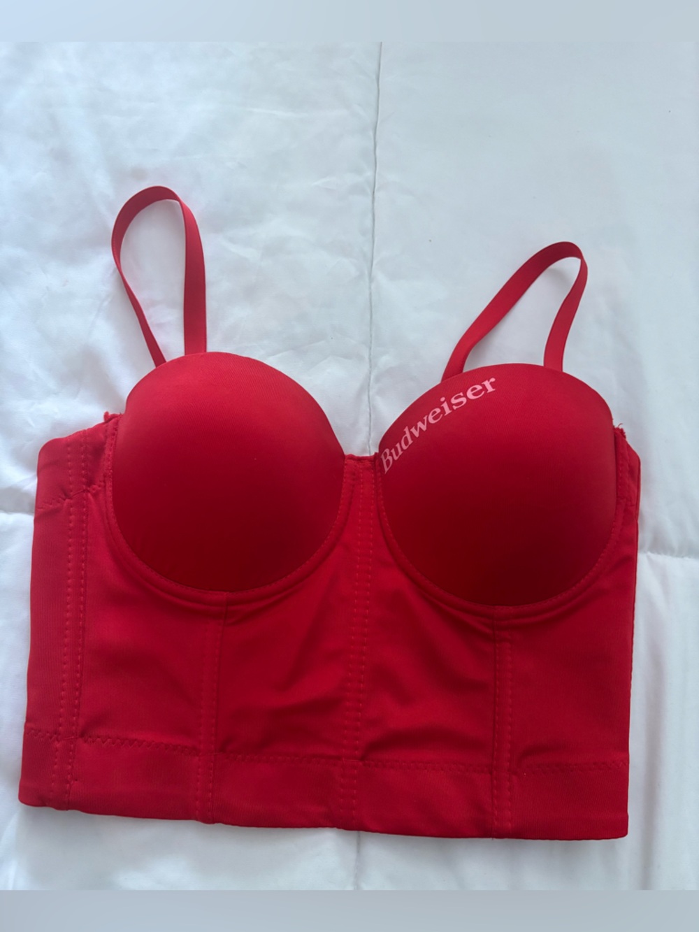 Budweiser Red Corset Bustier Top